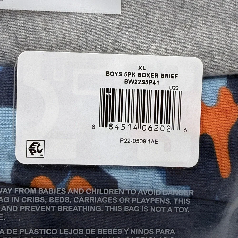 Wonder Nation Boxer‎ Briefs Boys XL 14-16 5 Pack Camo Solid Cotton BW22S5P41